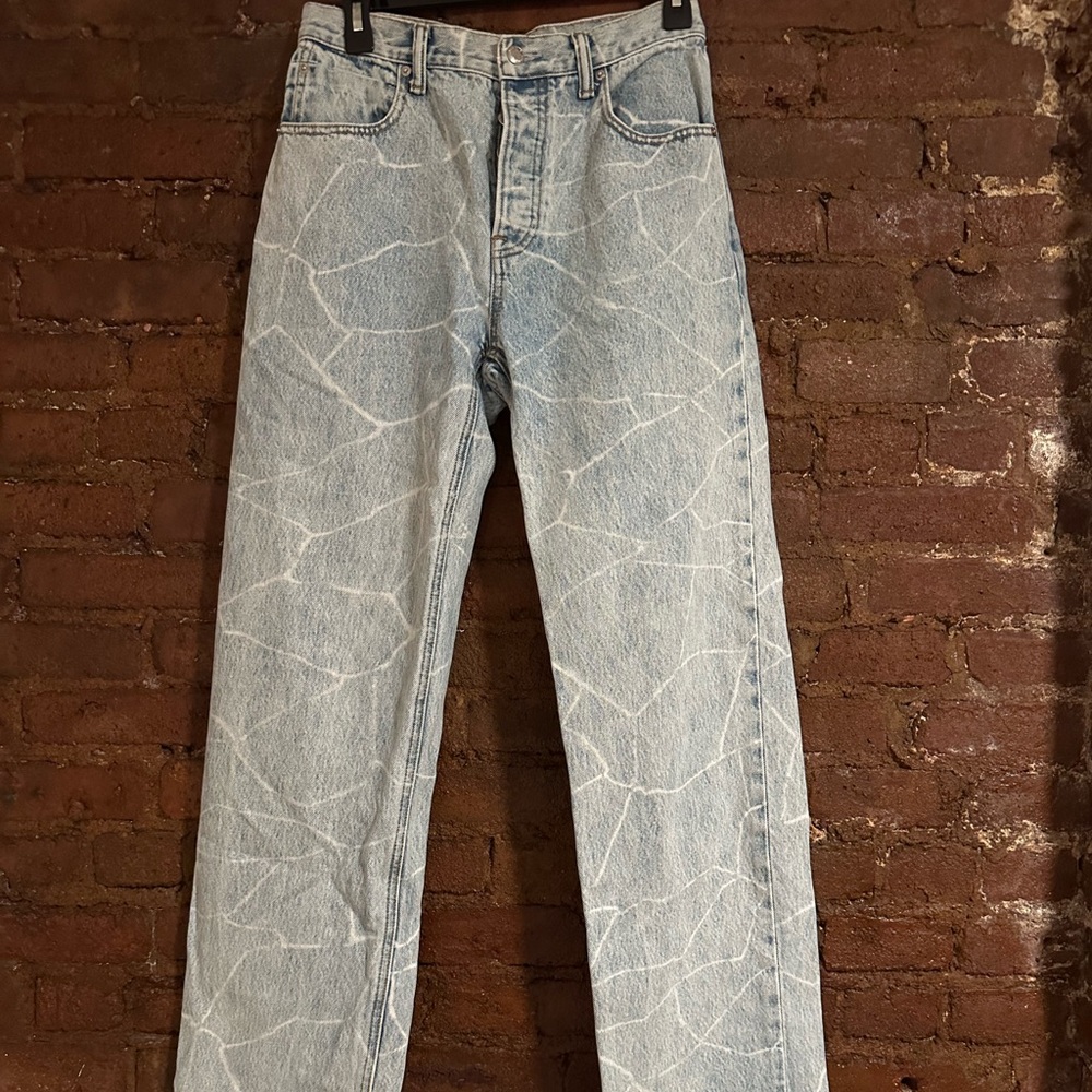 Alexander Wang Blue High Rise Jeans with Unique Texture